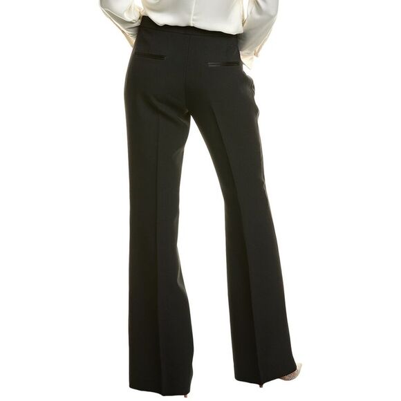 Michael Kors Womens  Sable Haylee Tuxedo Silk & Wool-Blend Pant, Black - Picture 2 of 3